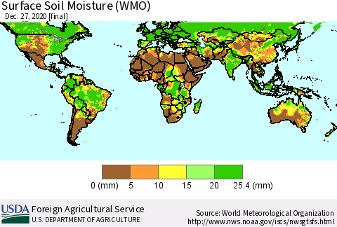 World Surface Soil Moisture (WMO) Thematic Map For 12/21/2020 - 12/27/2020