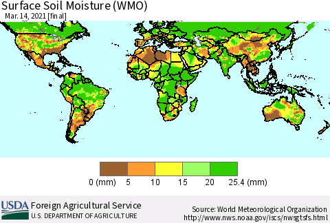 World Surface Soil Moisture (WMO) Thematic Map For 3/8/2021 - 3/14/2021