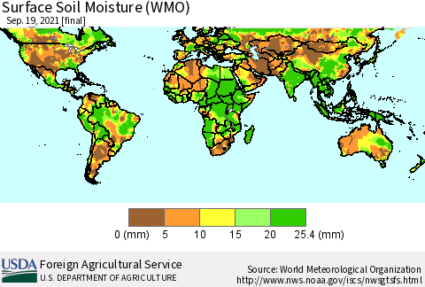 World Surface Soil Moisture (WMO) Thematic Map For 9/13/2021 - 9/19/2021