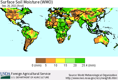 World Surface Soil Moisture (WMO) Thematic Map For 9/20/2021 - 9/26/2021