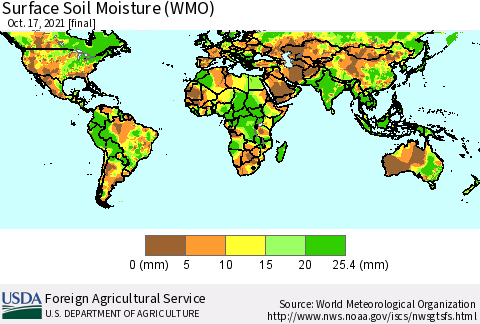 World Surface Soil Moisture (WMO) Thematic Map For 10/11/2021 - 10/17/2021