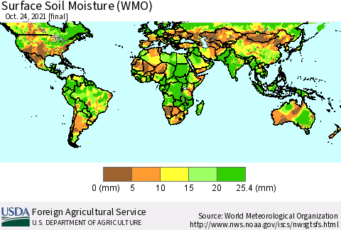 World Surface Soil Moisture (WMO) Thematic Map For 10/18/2021 - 10/24/2021