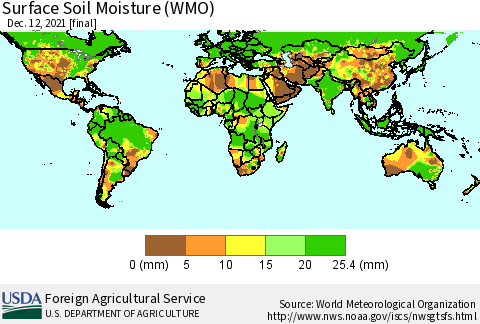 World Surface Soil Moisture (WMO) Thematic Map For 12/6/2021 - 12/12/2021