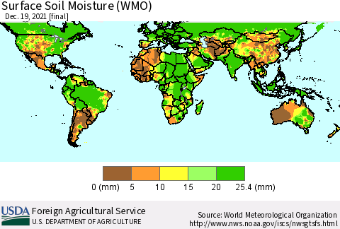 World Surface Soil Moisture (WMO) Thematic Map For 12/13/2021 - 12/19/2021