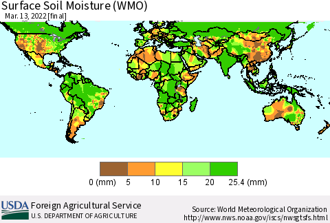 World Surface Soil Moisture (WMO) Thematic Map For 3/7/2022 - 3/13/2022
