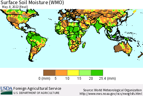 World Surface Soil Moisture (WMO) Thematic Map For 5/2/2022 - 5/8/2022