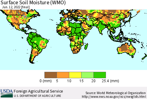 World Surface Soil Moisture (WMO) Thematic Map For 6/6/2022 - 6/12/2022