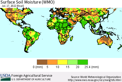 World Surface Soil Moisture (WMO) Thematic Map For 7/11/2022 - 7/17/2022