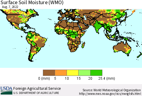 World Surface Soil Moisture (WMO) Thematic Map For 8/1/2022 - 8/7/2022