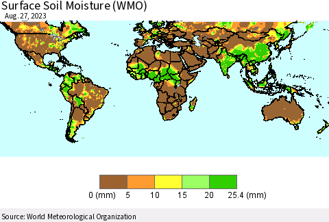 World Surface Soil Moisture (WMO) Thematic Map For 8/21/2023 - 8/27/2023