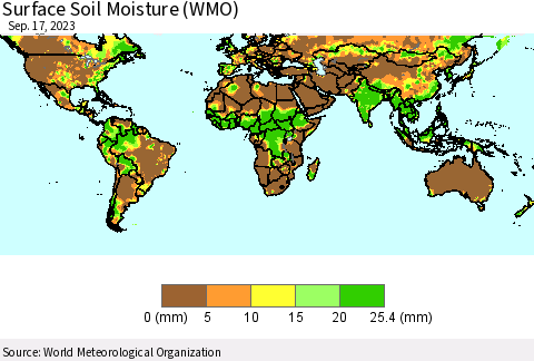 World Surface Soil Moisture (WMO) Thematic Map For 9/11/2023 - 9/17/2023