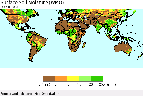 World Surface Soil Moisture (WMO) Thematic Map For 10/2/2023 - 10/8/2023
