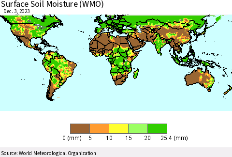 World Surface Soil Moisture (WMO) Thematic Map For 11/27/2023 - 12/3/2023