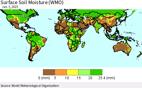 World Surface Soil Moisture (WMO) Thematic Map For 12/30/2024 - 1/5/2025