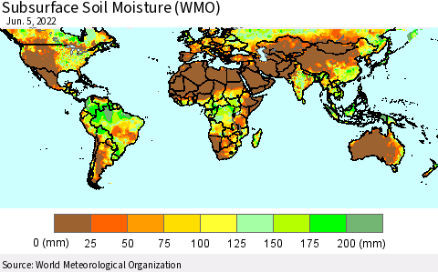 World Subsurface Soil Moisture (WMO) Thematic Map For 6/1/2022 - 6/5/2022