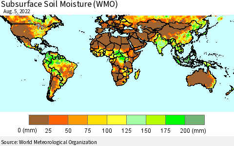 World Subsurface Soil Moisture (WMO) Thematic Map For 8/1/2022 - 8/5/2022