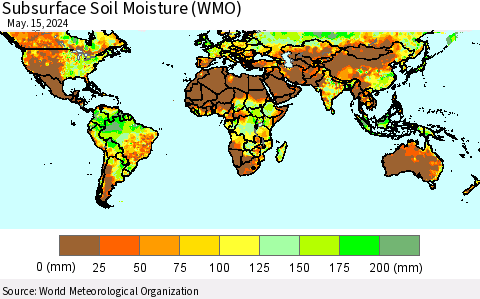 World Subsurface Soil Moisture (WMO) Thematic Map For 5/11/2024 - 5/15/2024