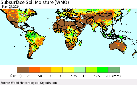 World Subsurface Soil Moisture (WMO) Thematic Map For 5/21/2024 - 5/25/2024