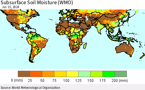 World Subsurface Soil Moisture (WMO) Thematic Map For 7/11/2024 - 7/15/2024