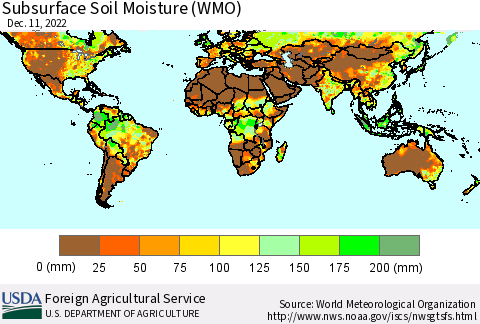 World Subsurface Soil Moisture (WMO) Thematic Map For 12/5/2022 - 12/11/2022