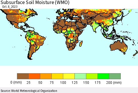 World Subsurface Soil Moisture (WMO) Thematic Map For 10/2/2023 - 10/8/2023