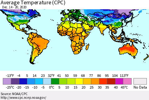 World Average Temperature (CPC) Thematic Map For 12/14/2020 - 12/20/2020
