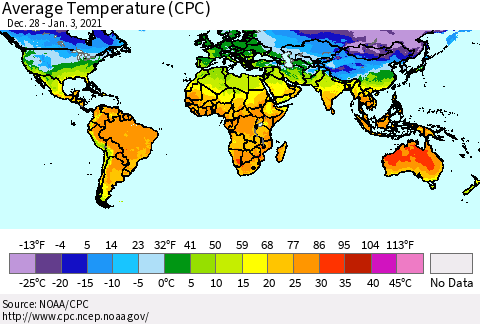 World Average Temperature (CPC) Thematic Map For 12/28/2020 - 1/3/2021