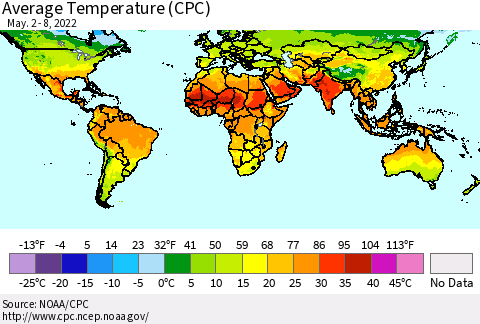 World Average Temperature (CPC) Thematic Map For 5/2/2022 - 5/8/2022