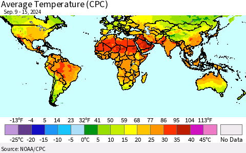 World Average Temperature (CPC) Thematic Map For 9/9/2024 - 9/15/2024
