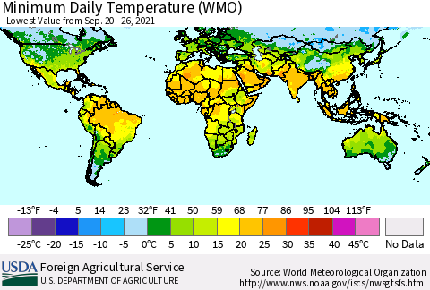 World Minimum Daily Temperature (WMO) Thematic Map For 9/20/2021 - 9/26/2021