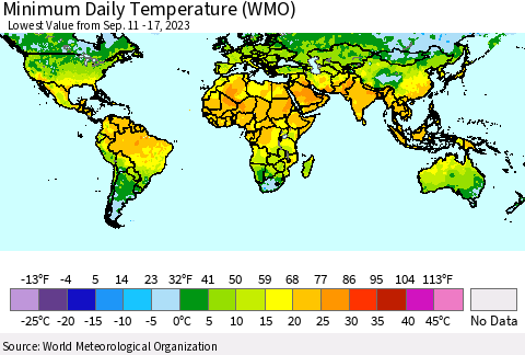 World Minimum Daily Temperature (WMO) Thematic Map For 9/11/2023 - 9/17/2023