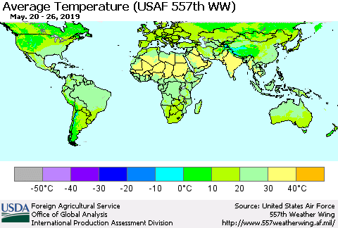 World Average Temperature (USAF 557th WW) Thematic Map For 5/20/2019 - 5/26/2019